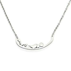 Birds on a Branch Stainless Steel Fashion Chain Necklace 17.75"